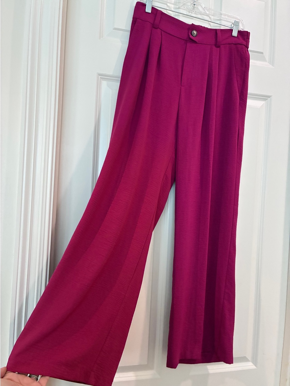 Tulle Wide-Leg High-Waist Pants in Fuchsia‎